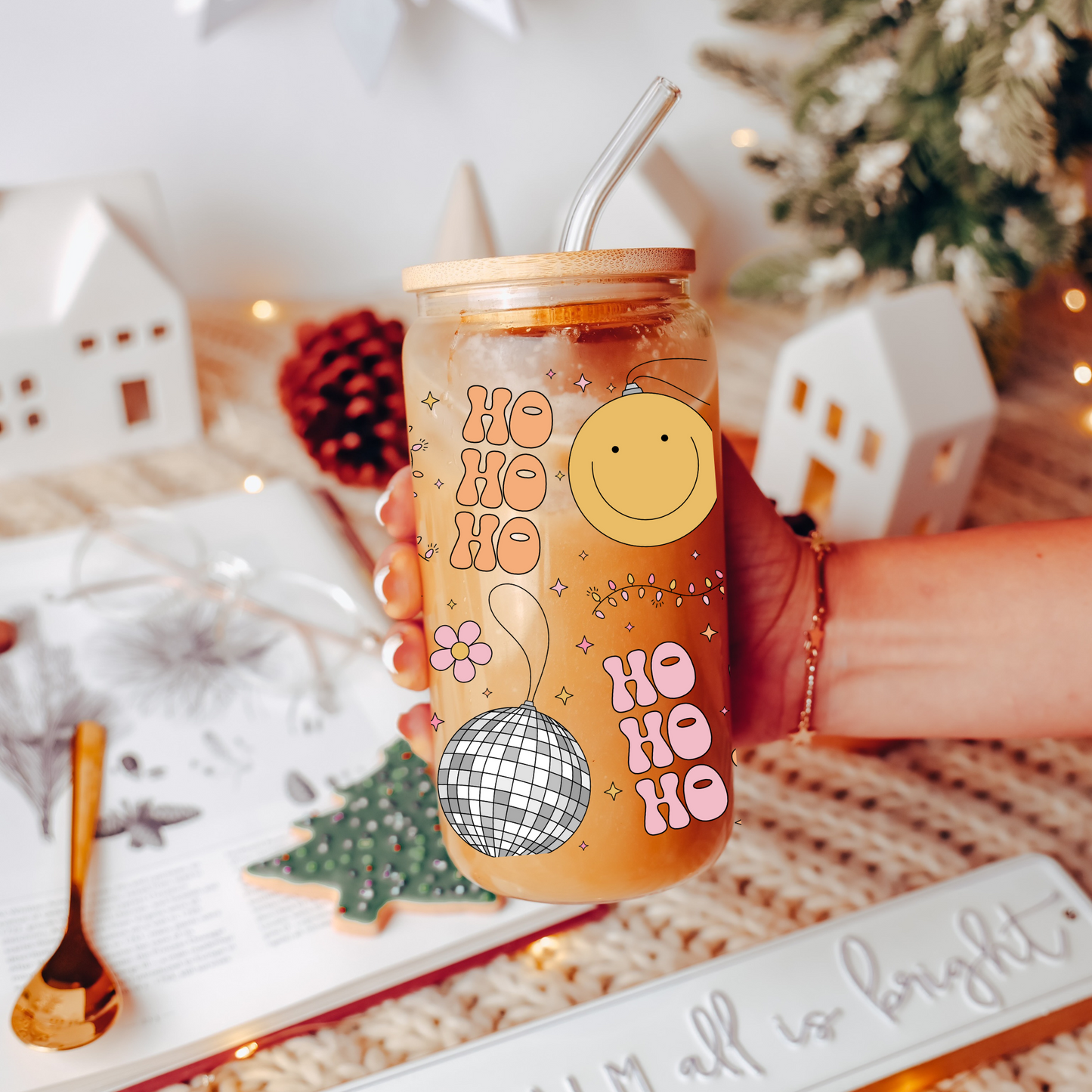Groovy Christmas Glass Cup