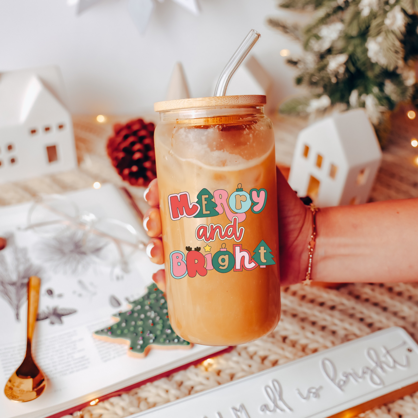 Merry & Bright Glass Cup