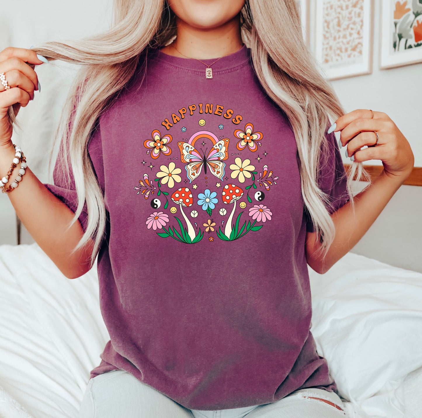 Happiness Groovy Tee (Comfort Colours)