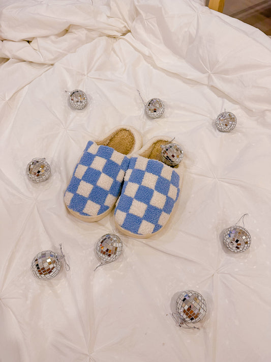 Blue Checkered Slippers