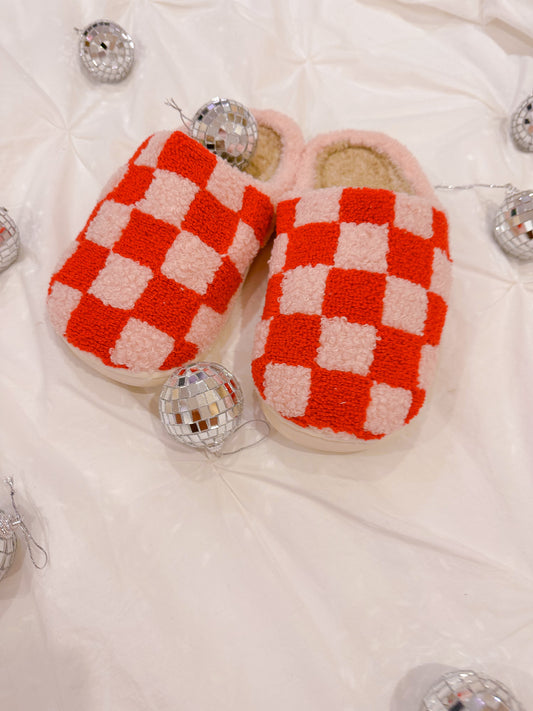Pink Checkered Slippers