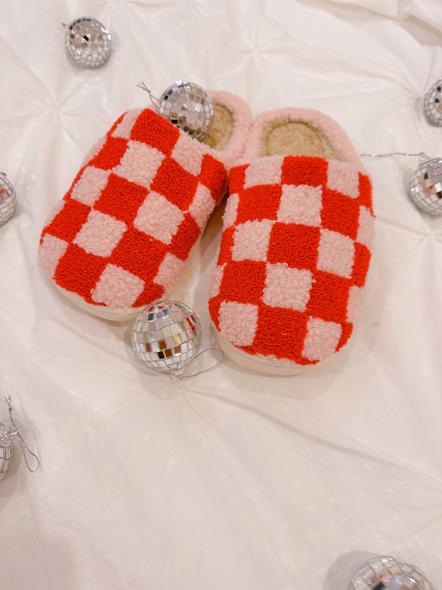 Pink Checkered Slippers