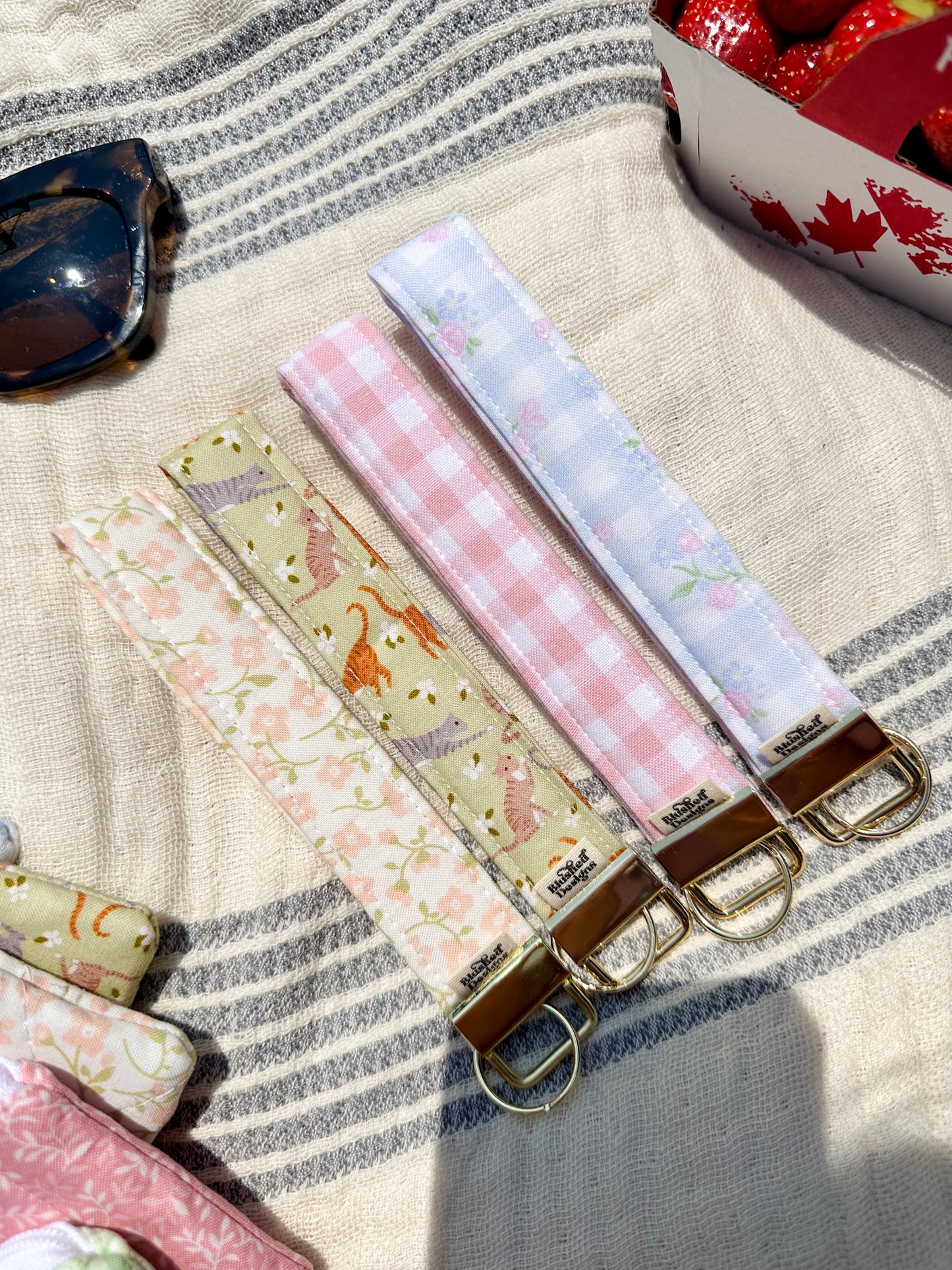 Pink Gingham Wristlet