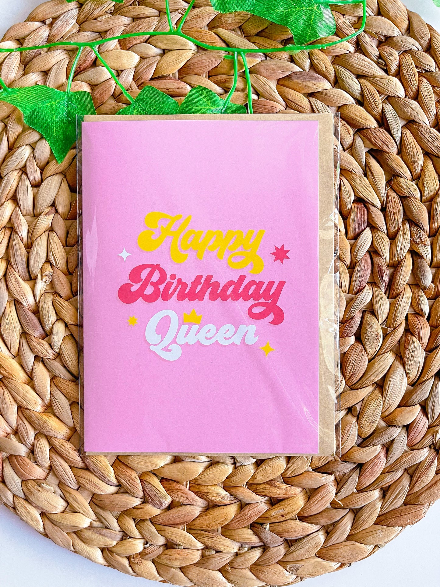 Happy Birthday Queen Card with Kraft Envelope
