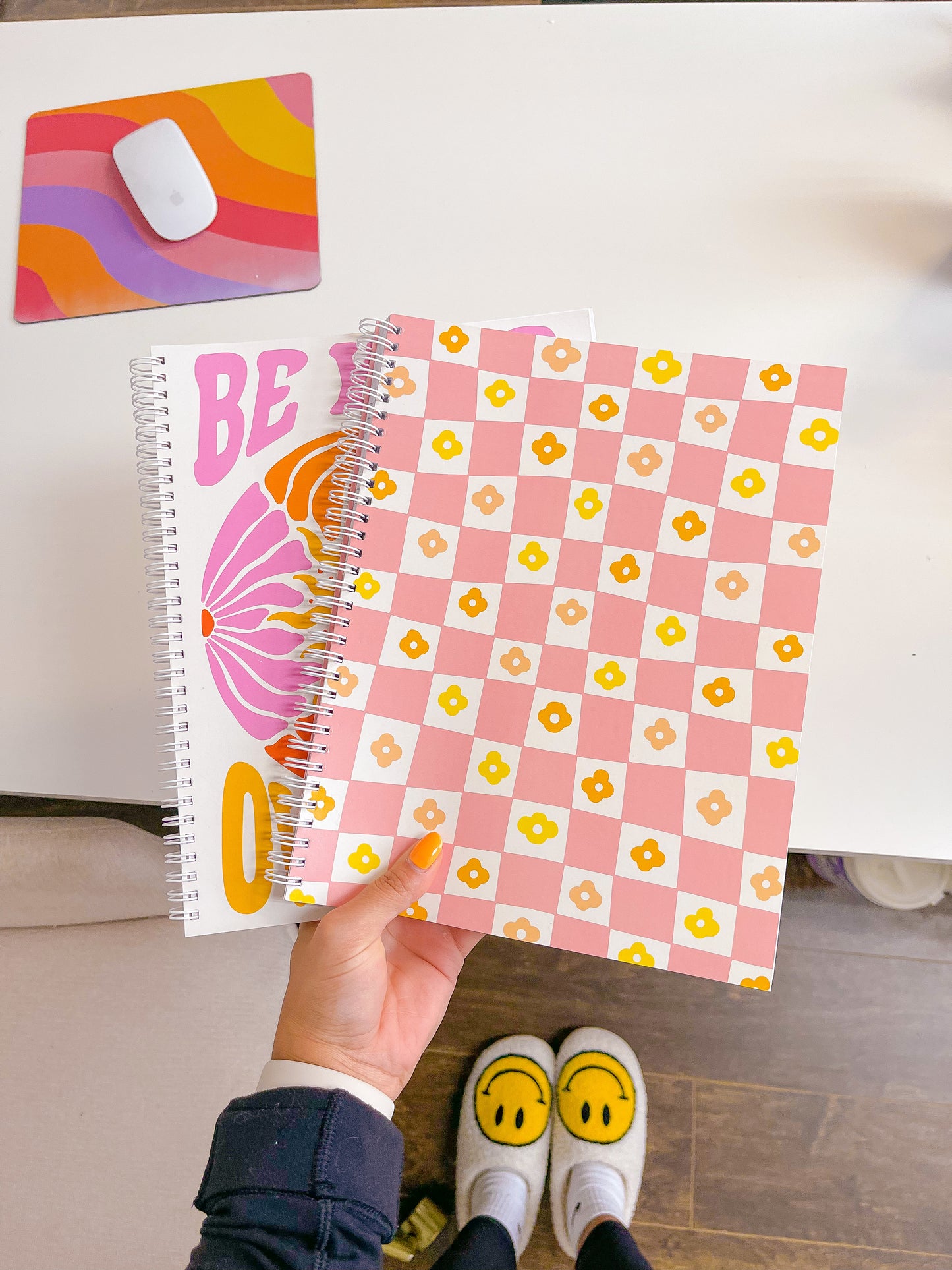 Floral Checker Spiral Notebook