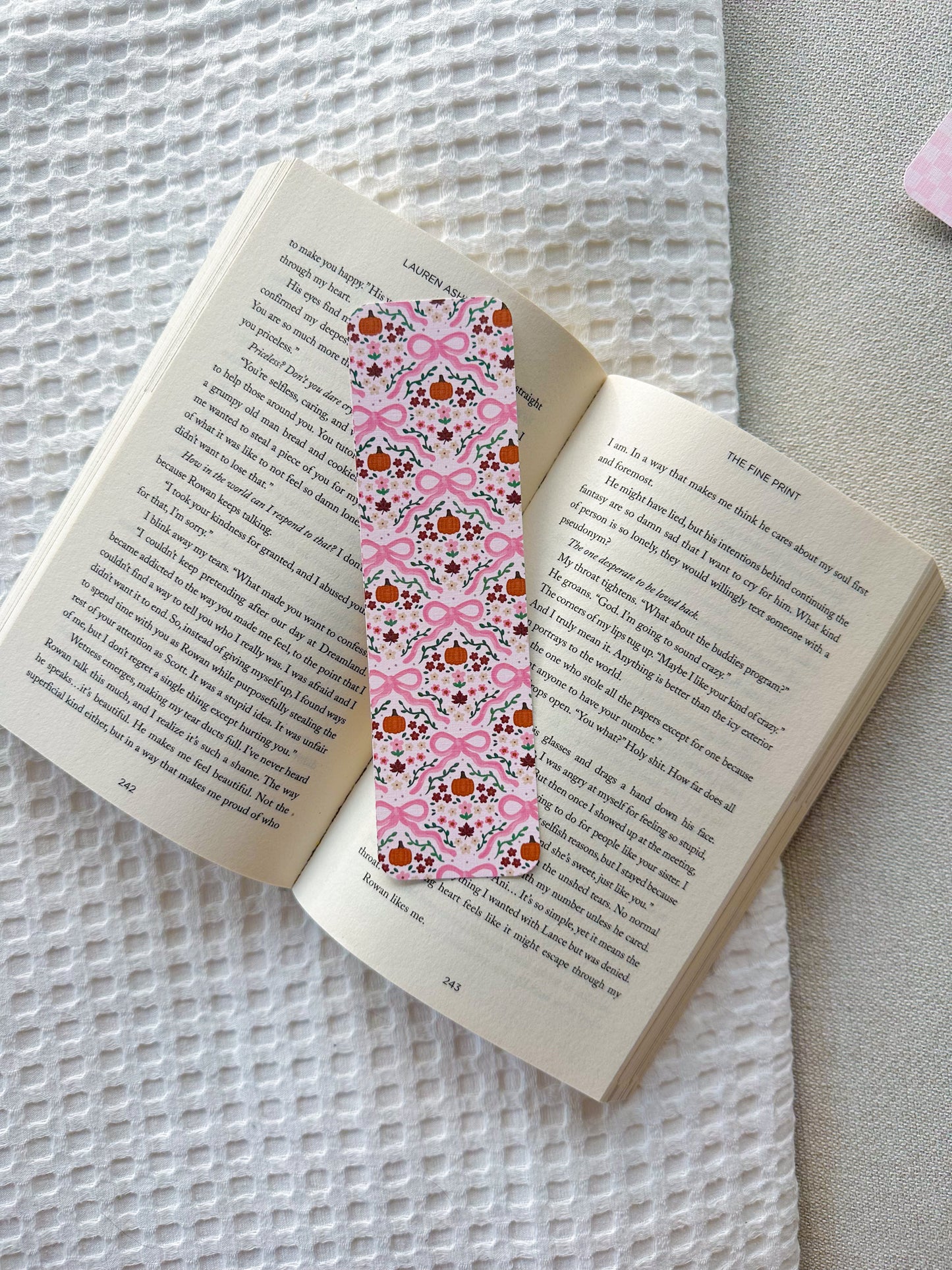Autumn Florals Linen Bookmark