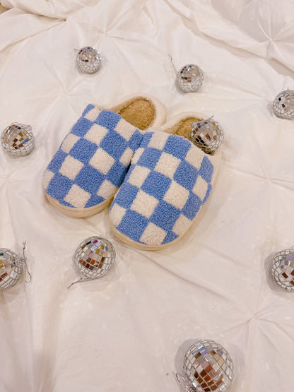 Blue Checkered Slippers