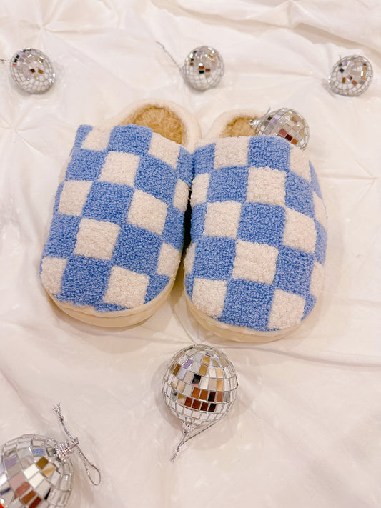 Blue Checkered Slippers