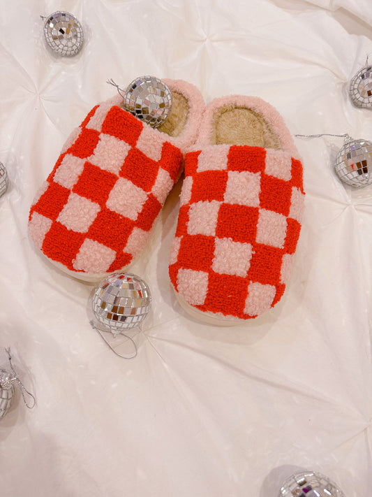 Pink Checkered Slippers