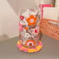 Groovy Mushroom & Rainbows Glass Cup