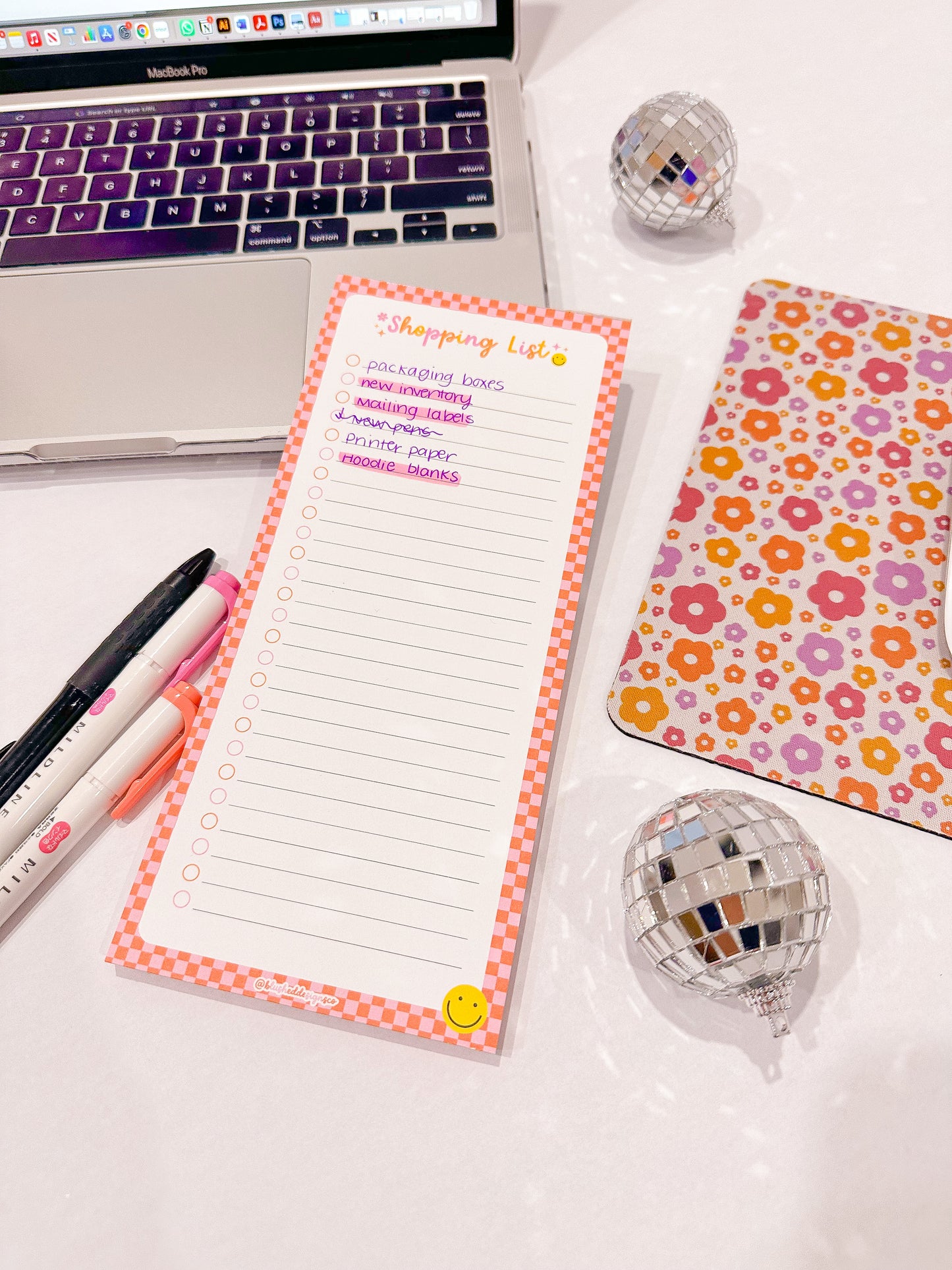 Happy Checker Shopping List Notepad