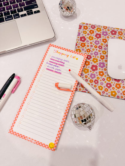 Happy Checker Shopping List Notepad