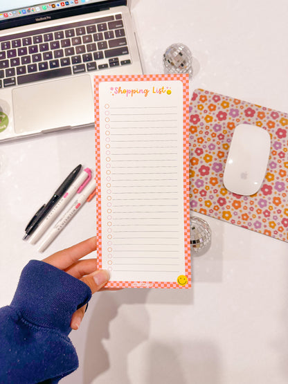 Happy Checker Shopping List Notepad
