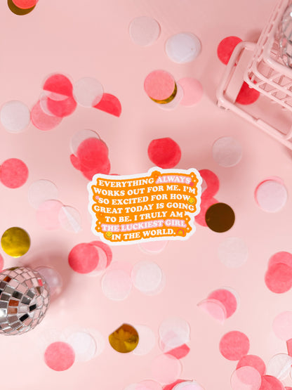 Lucky Girl Mantra Vinyl Sticker