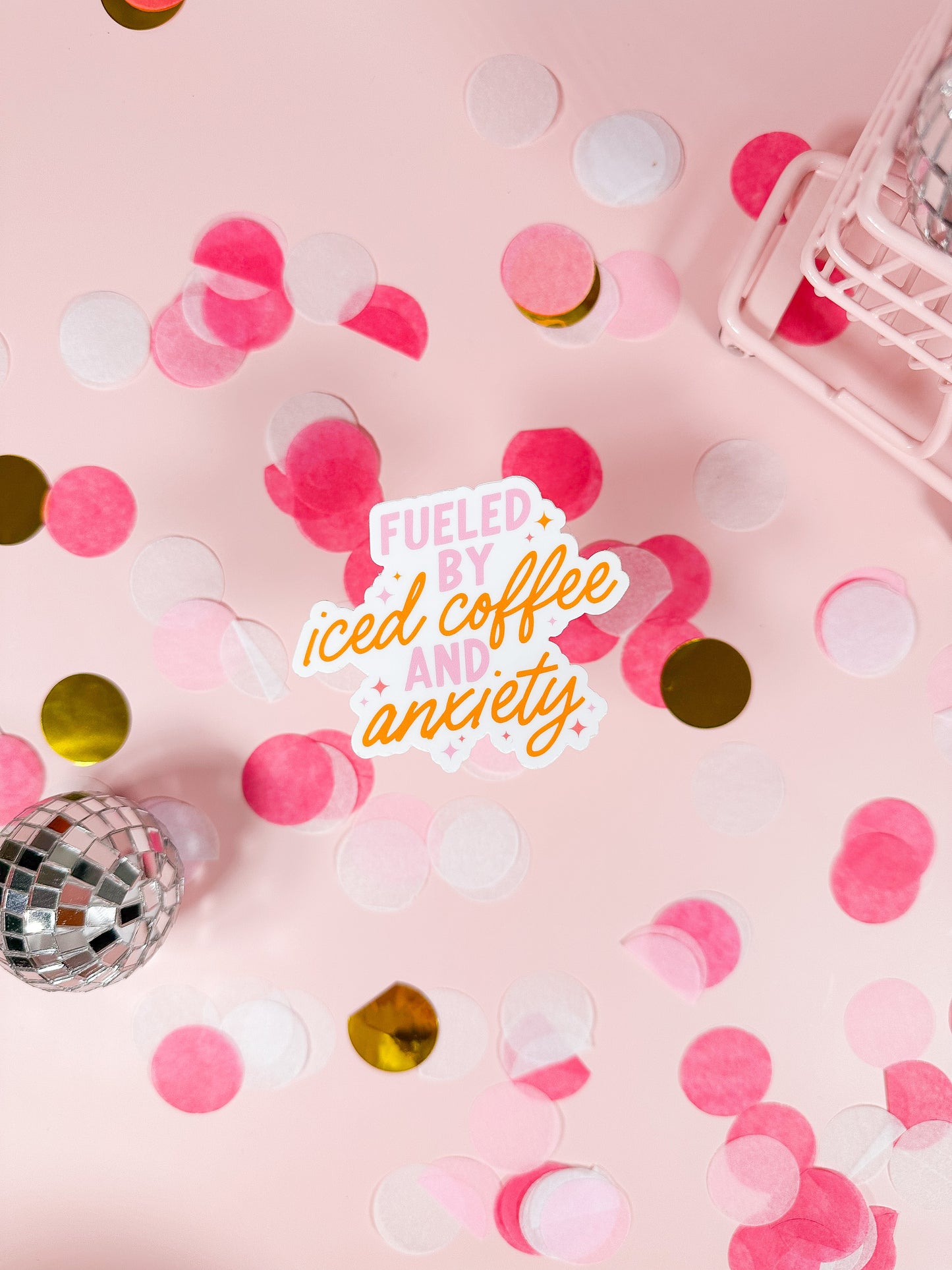 Fuelled By Iced Coffee & Anxiety Vinyl Sticker