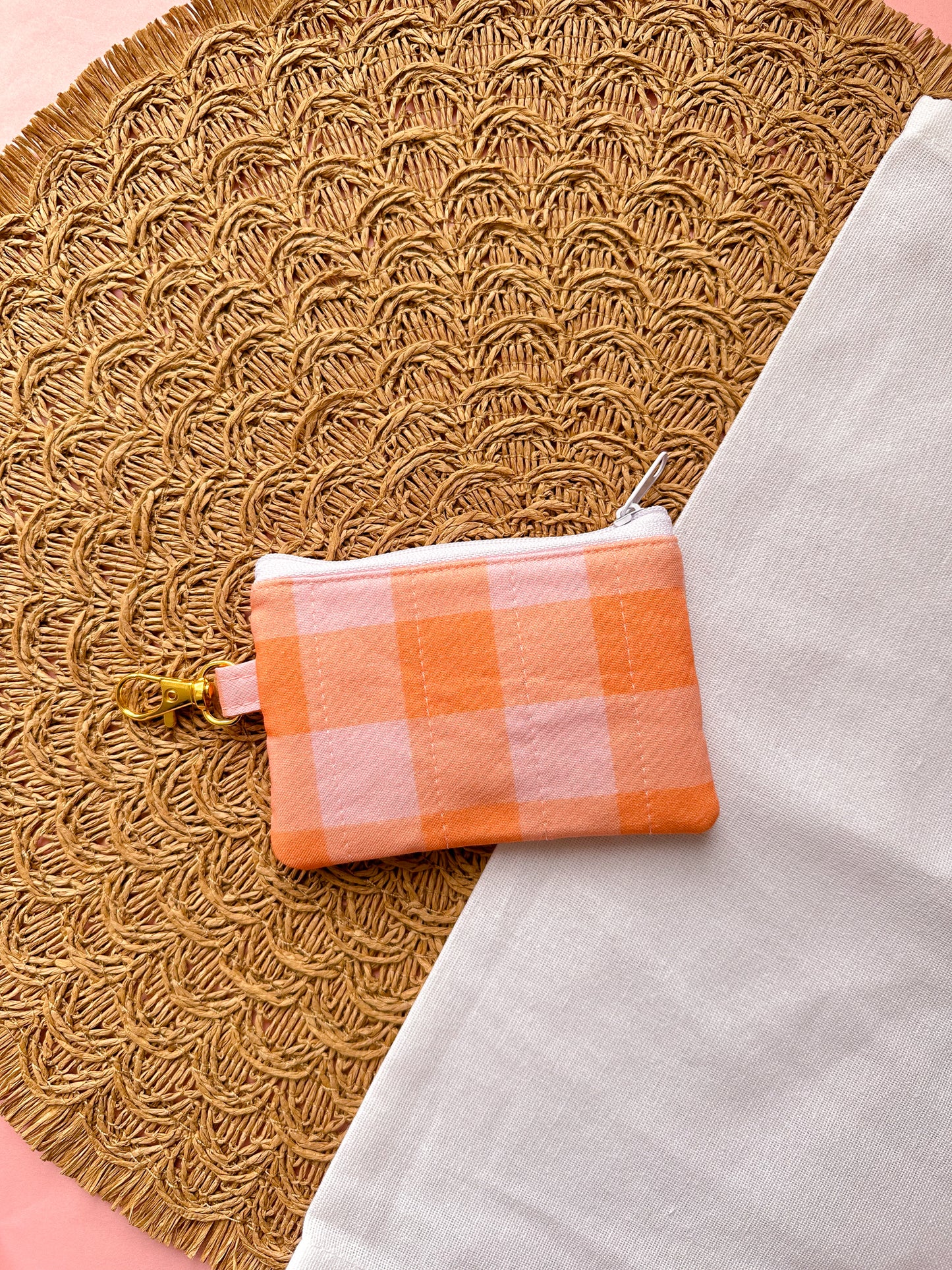 Orange & Pink Checker Mini Pouch