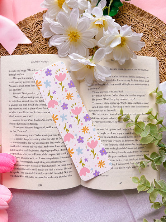 Spring Floral Linen Bookmark