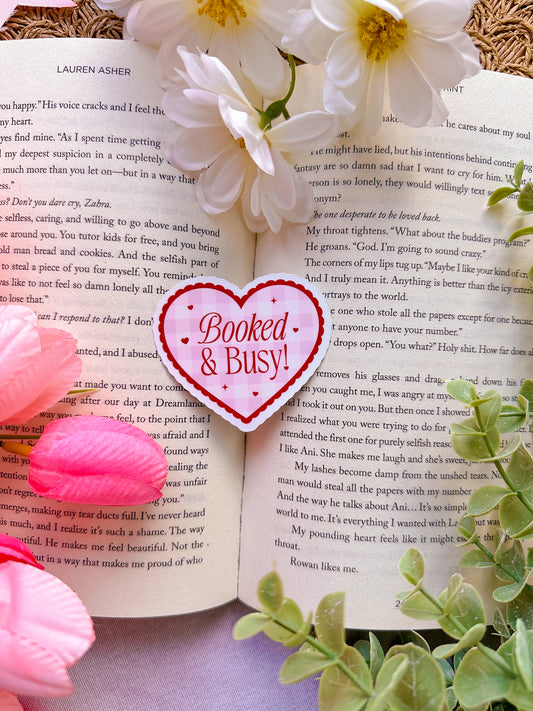 Booked & Busy Heart Vinyl Sticker