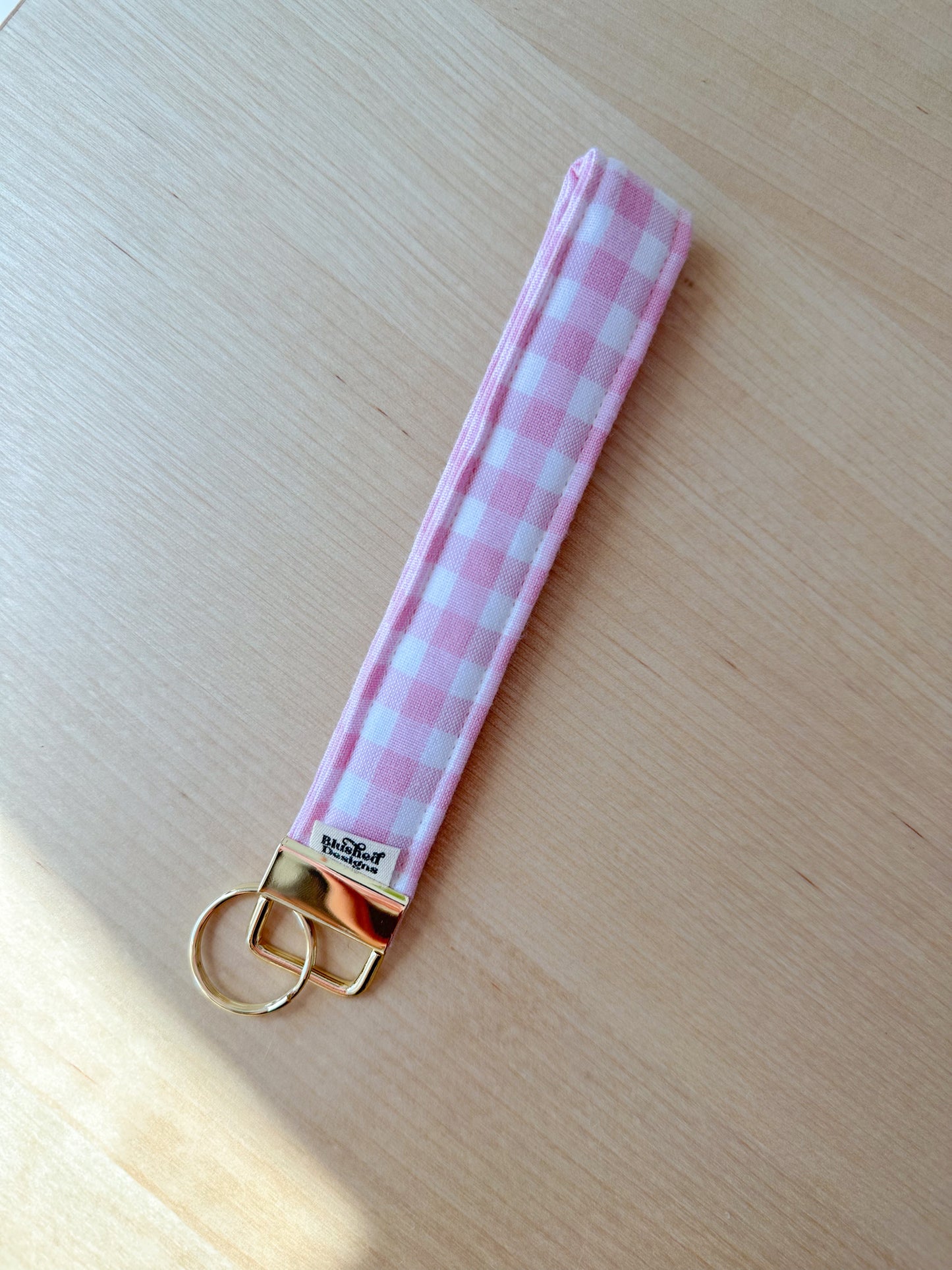 Pink Gingham Wristlet
