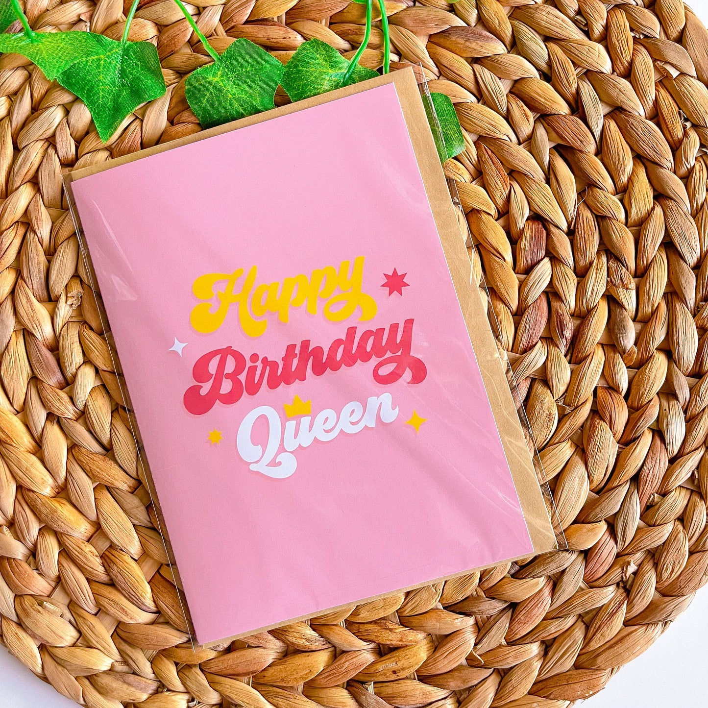 Happy Birthday Queen Card with Kraft Envelope