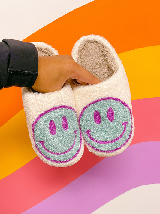 Happy Slippers: Mint & Purple