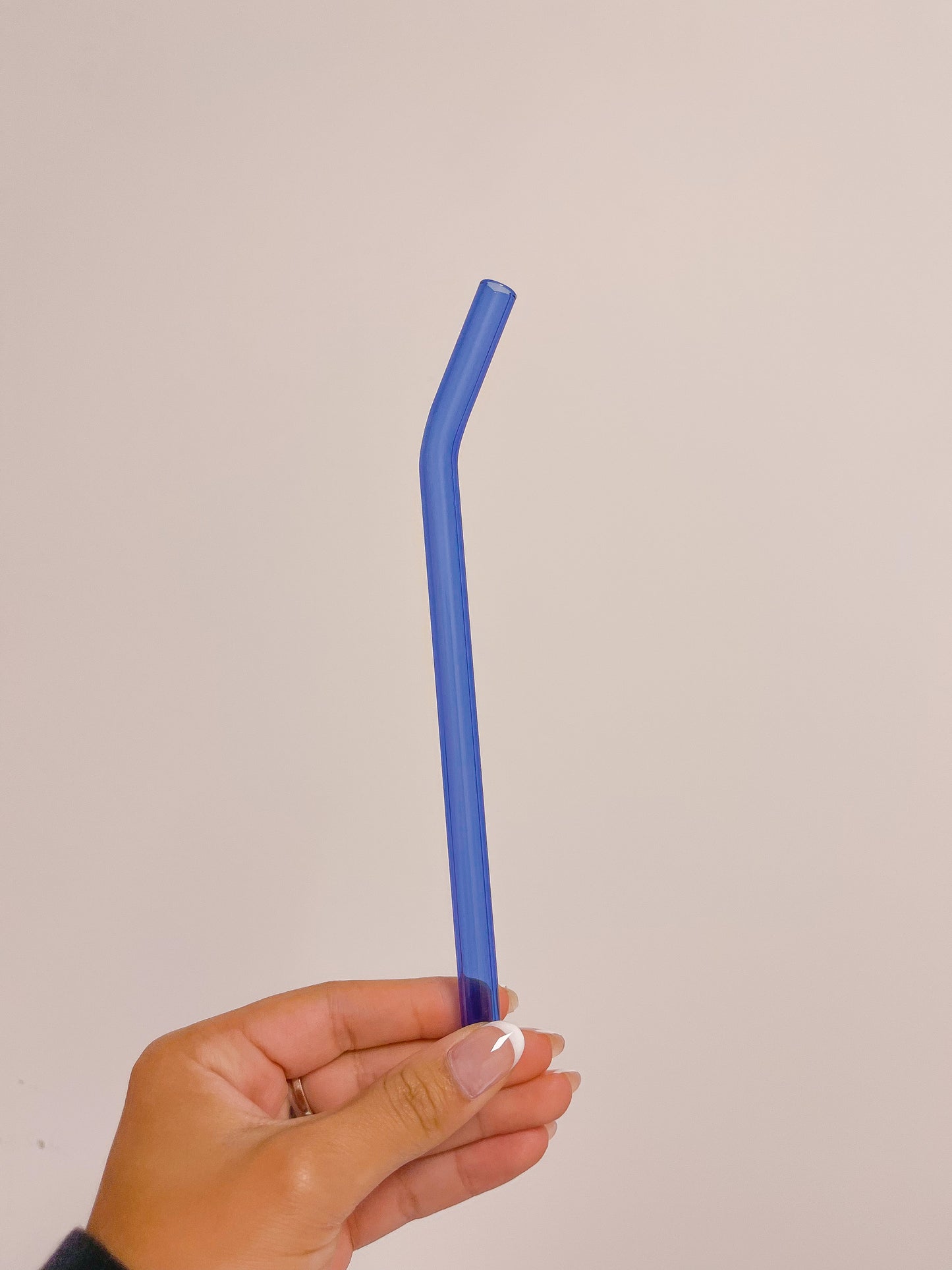 Blue Bent Glass Straw
