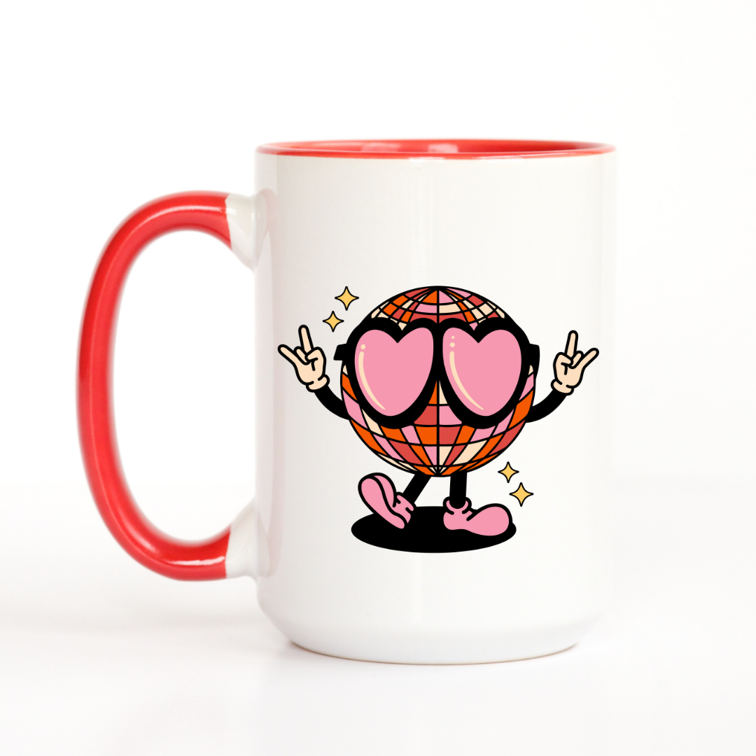 Groovy Heart Disco Ceramic 15oz Mug