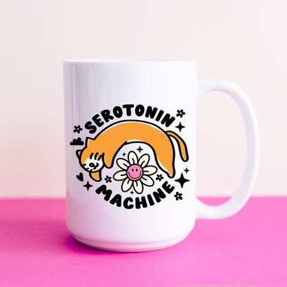 Serotonin Machine Cat Ceramic 15oz Mug