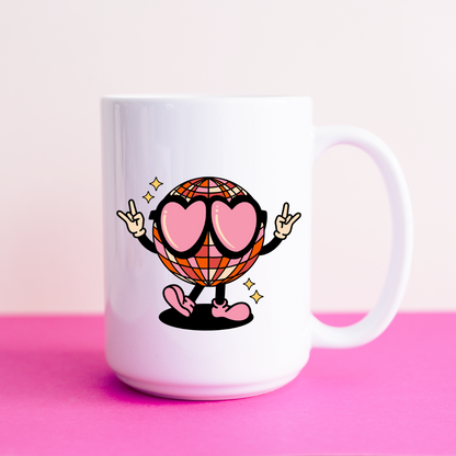 Groovy Heart Disco Ceramic 15oz Mug